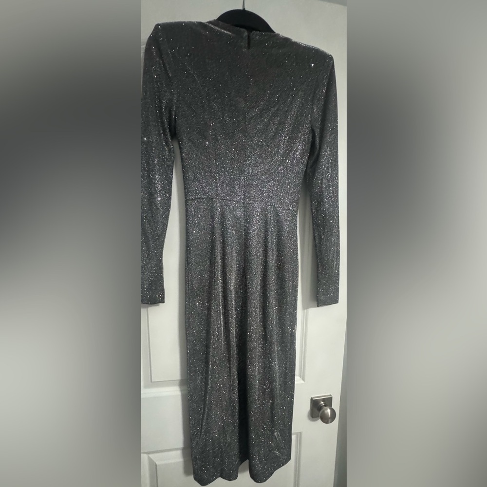 House of CB Silver Long-Sleeve Sequin Bodycon Dress - Picture 3 of 4